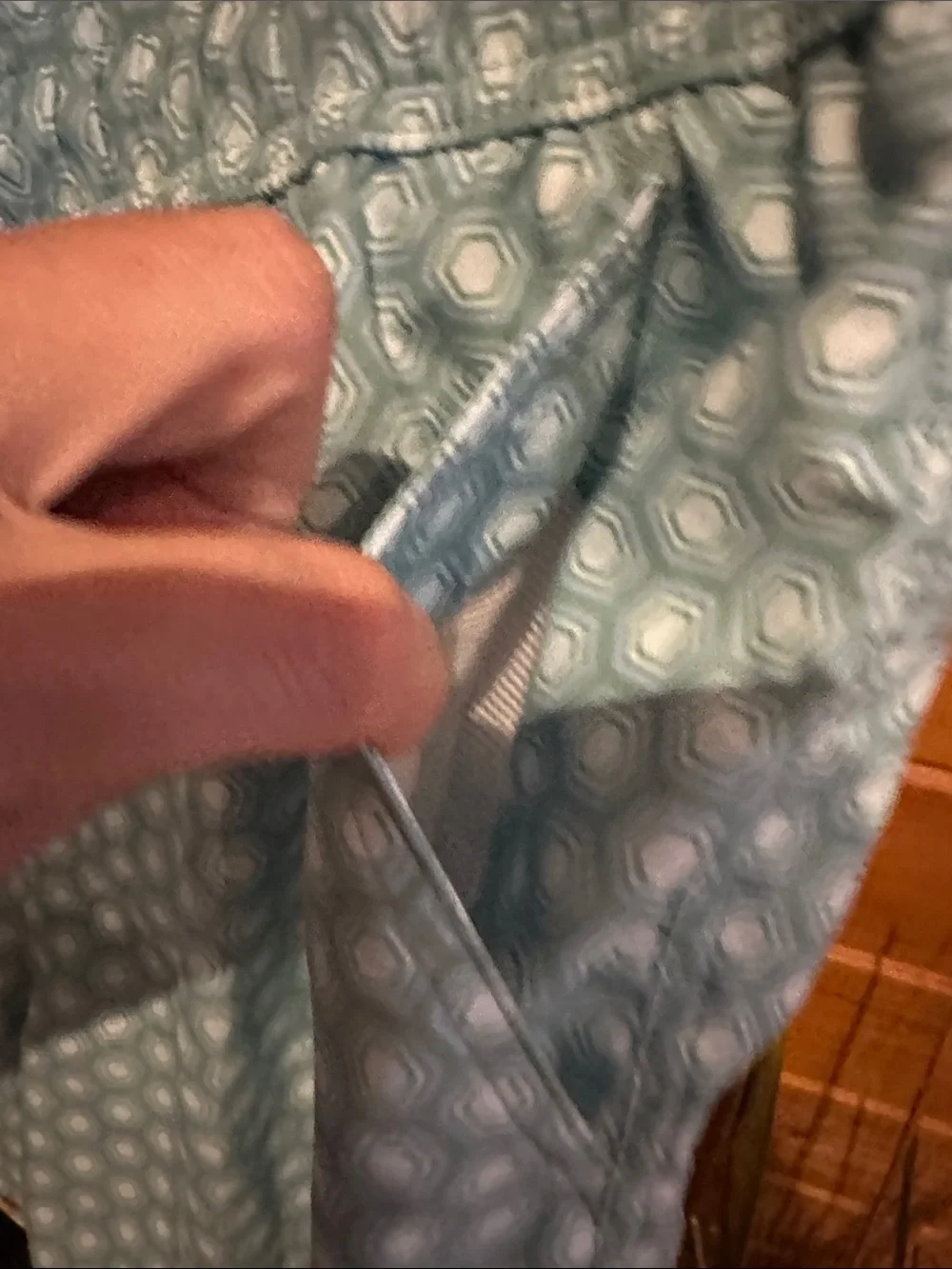Men's Light Teal Geometric Swim Trunks with Drawstring